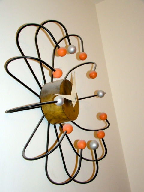Metal Frederic Weinberg Large Mid Century Atomic Ball Wall Clock