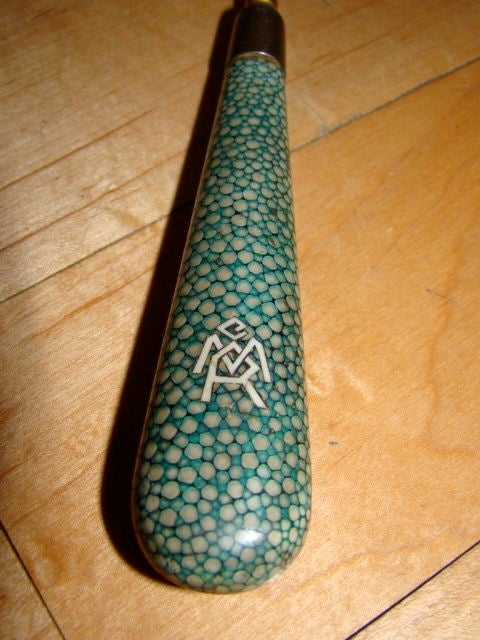 Art Deco English Shagreen Hand Mirror & Comb Vanity Set 4