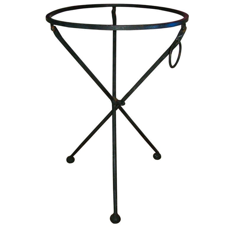 Tripod Mid Century Folding Iron Garden Side Table at 1stDibs