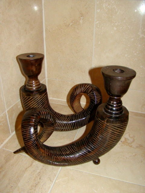 Pair of Modernist Rams Horn Candlesticks by Chapman 2