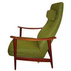 Danish Modern Teak Wood Adjustable Lounge Chair