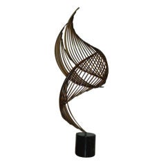 Monumental Curtis Jere Bronze & Brass Tornado Table Sculpture