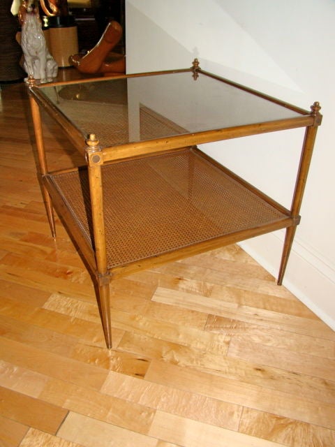Nadler Cane & Walnut Two Tier Occasional Table 6