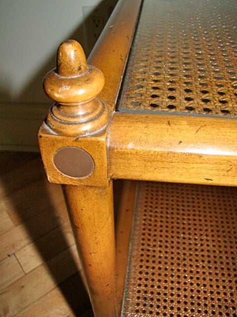 Mid-20th Century Nadler Cane & Walnut Two Tier Occasional Table