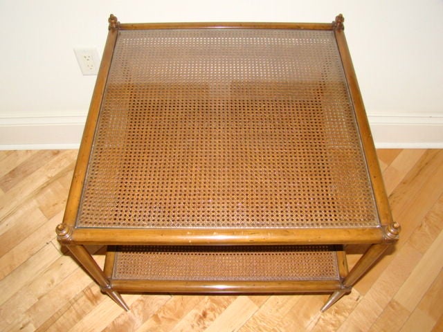 Nadler Cane & Walnut Two Tier Occasional Table 4