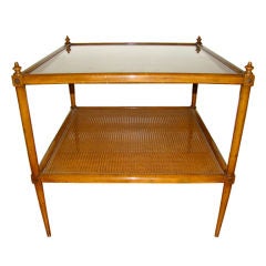 Nadler Cane & Walnut Two Tier Occasional Table