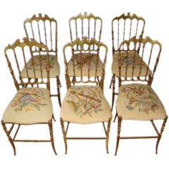 Set of 6 Italian CHIAVARI Sculptural Brass Dining Chairs