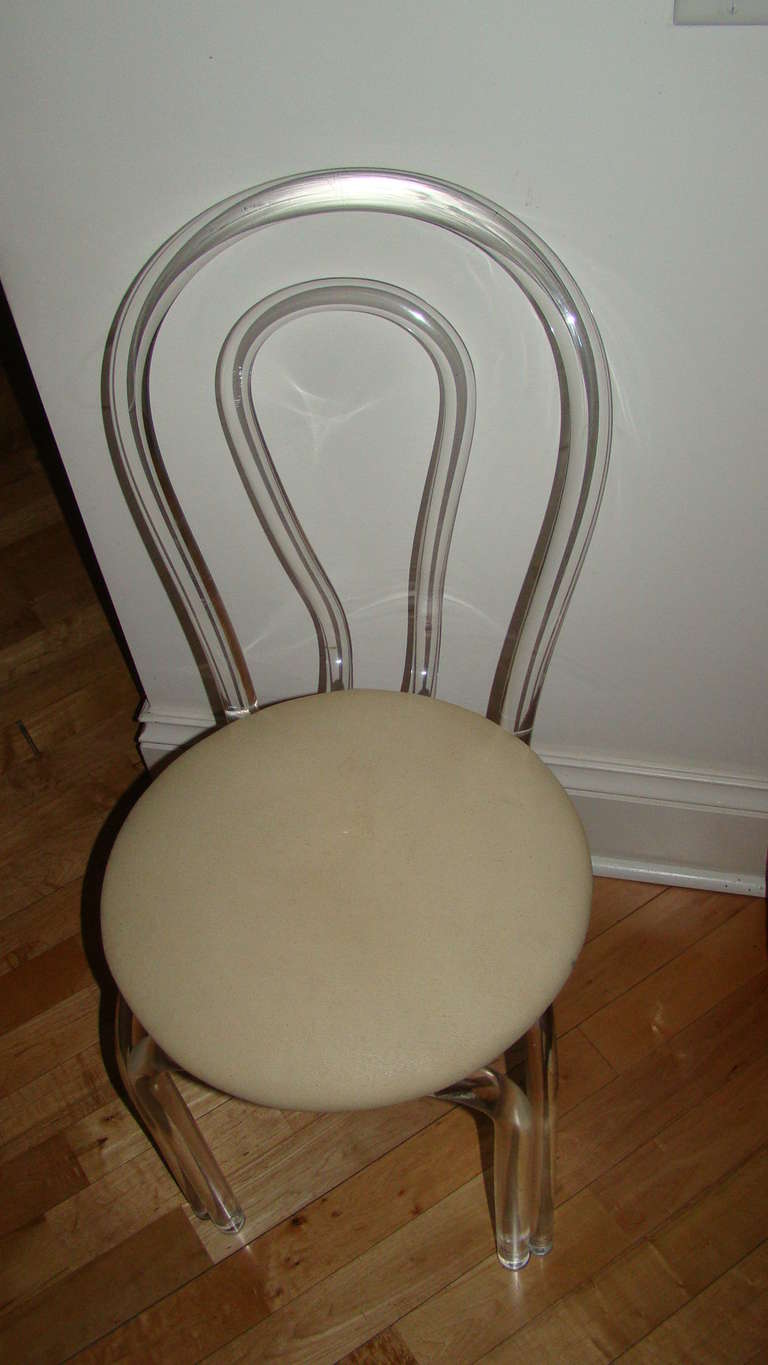 Late 20th Century Lucite Sculptural Mid Century Vanity Chair Stool
