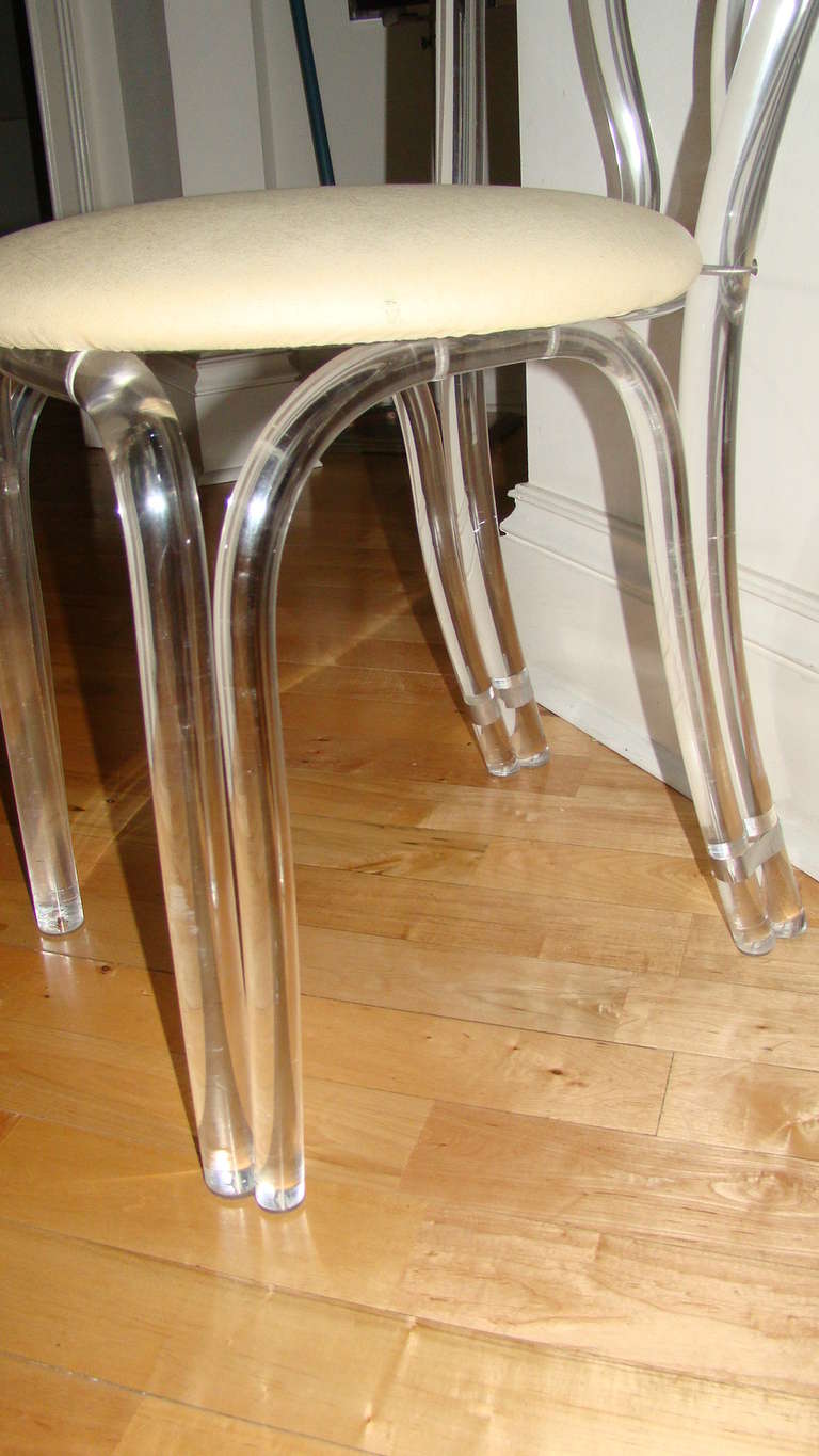 Lucite Sculptural Mid Century Vanity Chair Stool 2