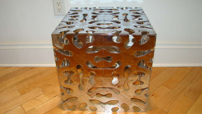 Unknown Sculptural Chrome Mid Century Puzzle Cube Coffee Table