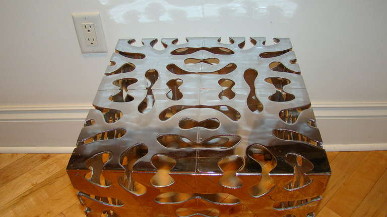 Sculptural Chrome Mid Century Puzzle Cube Coffee Table In Excellent Condition In Atlanta, GA