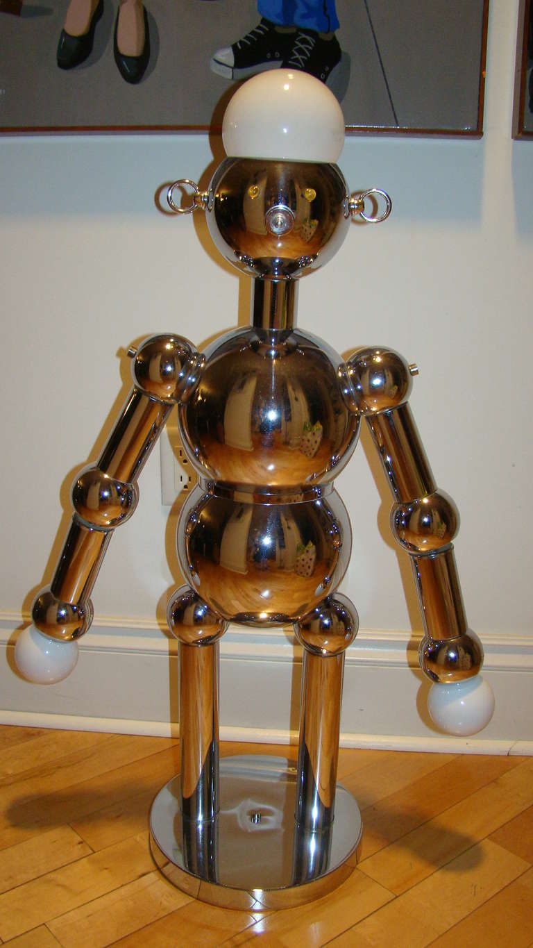 Torino Italian Chrome Mid Century Big Robot Lamp In Excellent Condition In Atlanta, GA