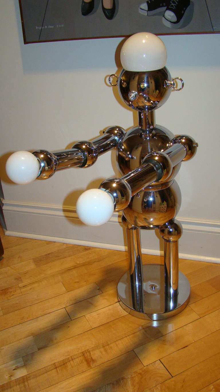 Late 20th Century Torino Italian Chrome Mid Century Big Robot Lamp
