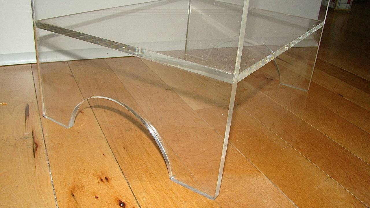 Lucite Sculptural MidCentury Towel Rack Table or Shelf at 1stDibs