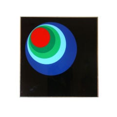 Colorful Op Art Acrylic Wall Art Hanging Mid Century Sculpture
