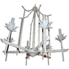 Faux Bamboo Pagoda Hanging Chandelier Lamp Palm Beach Regency