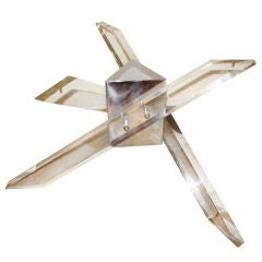 Retro Lucite 
Chrome Sculptural Mid Century Tripod Coffee Table