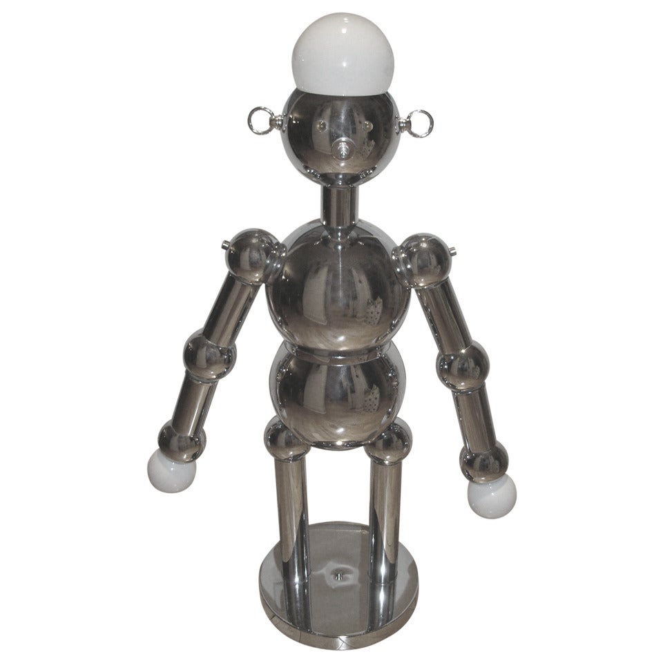 Torino Italian Chrome Mid Century Big Robot Lamp