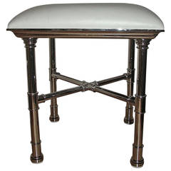 Faux Bamboo Chrome X-Base Mid-Century Sculptural Vanity Stool