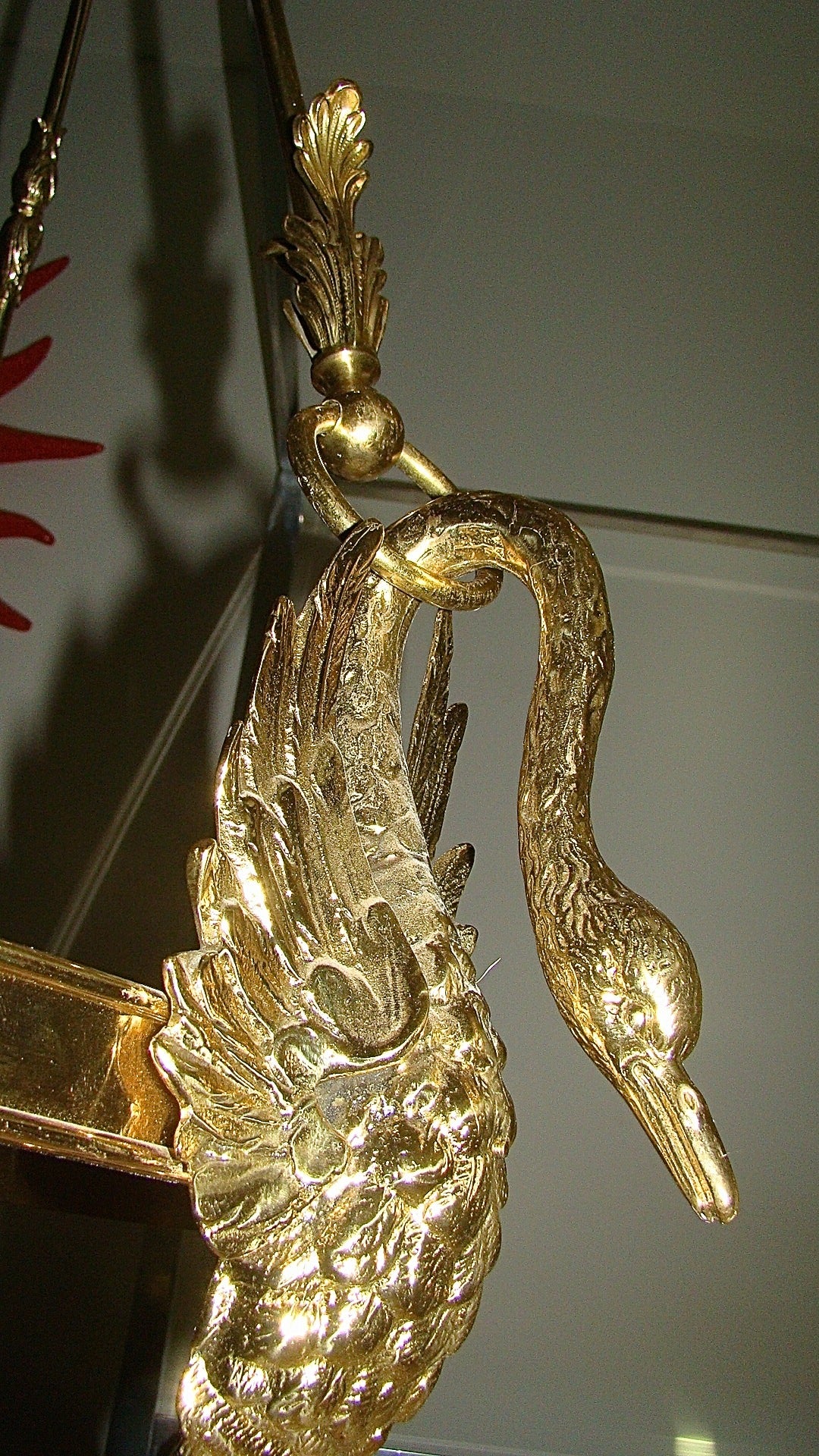 Italian Brass Sculptural Large Swan Chandelier Hanging Lamp 2