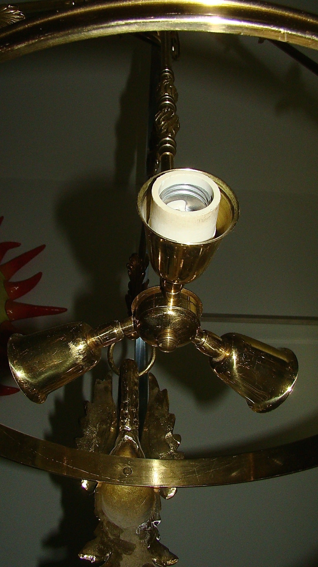 Italian Brass Sculptural Large Swan Chandelier Hanging Lamp 3