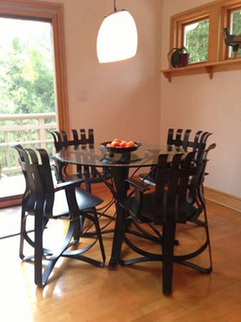 Frank Gehry set of 4 Knoll Hat Trick Dining Chairs & Face Off Dining Table