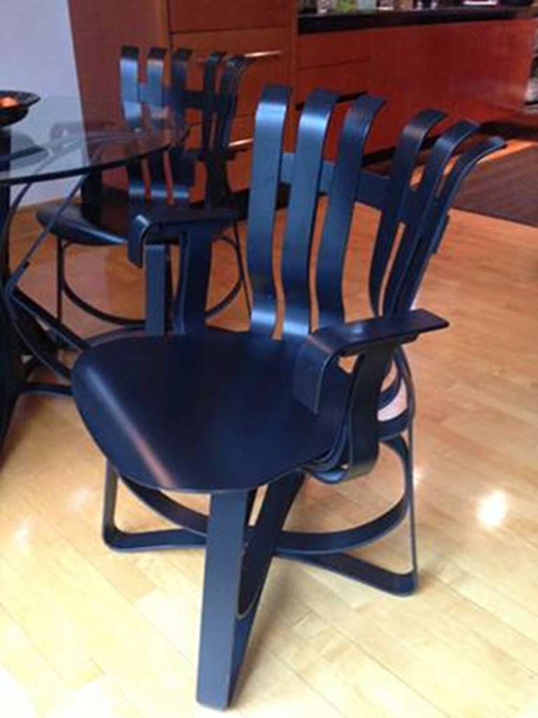 20th Century Frank Gehry set of 4 Knoll Hat Trick Dining Chairs & Face Off Dining Table