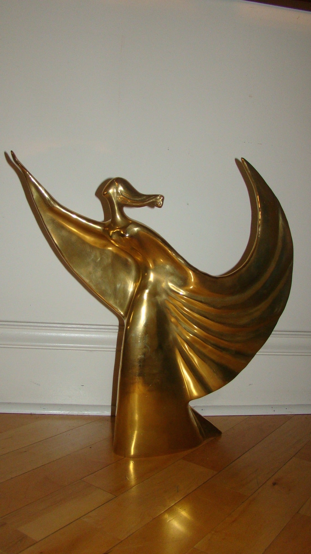 Unknown Large Brass Iconic Butterfly Girl Mid-Century Sculpture