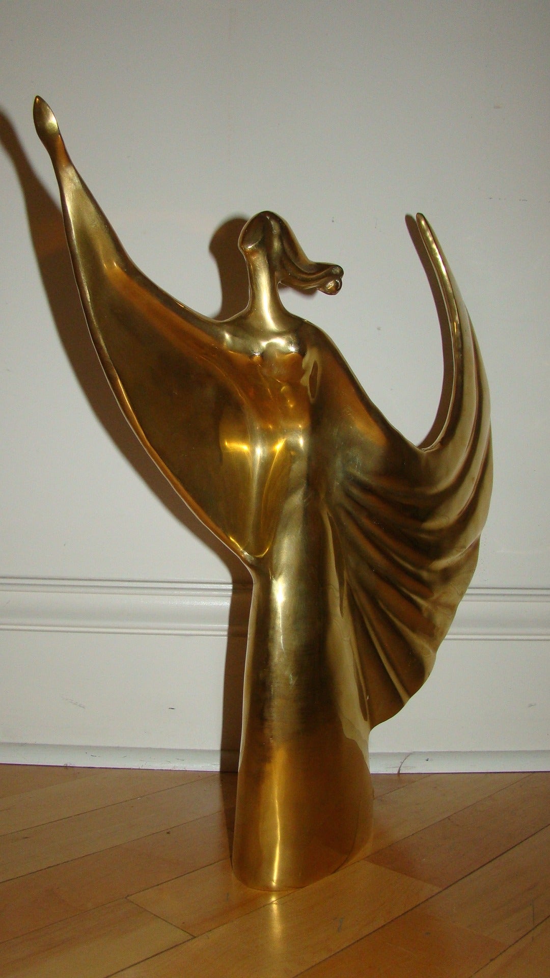 Large Brass Iconic Butterfly Girl Mid-Century Sculpture In Excellent Condition In Atlanta, GA