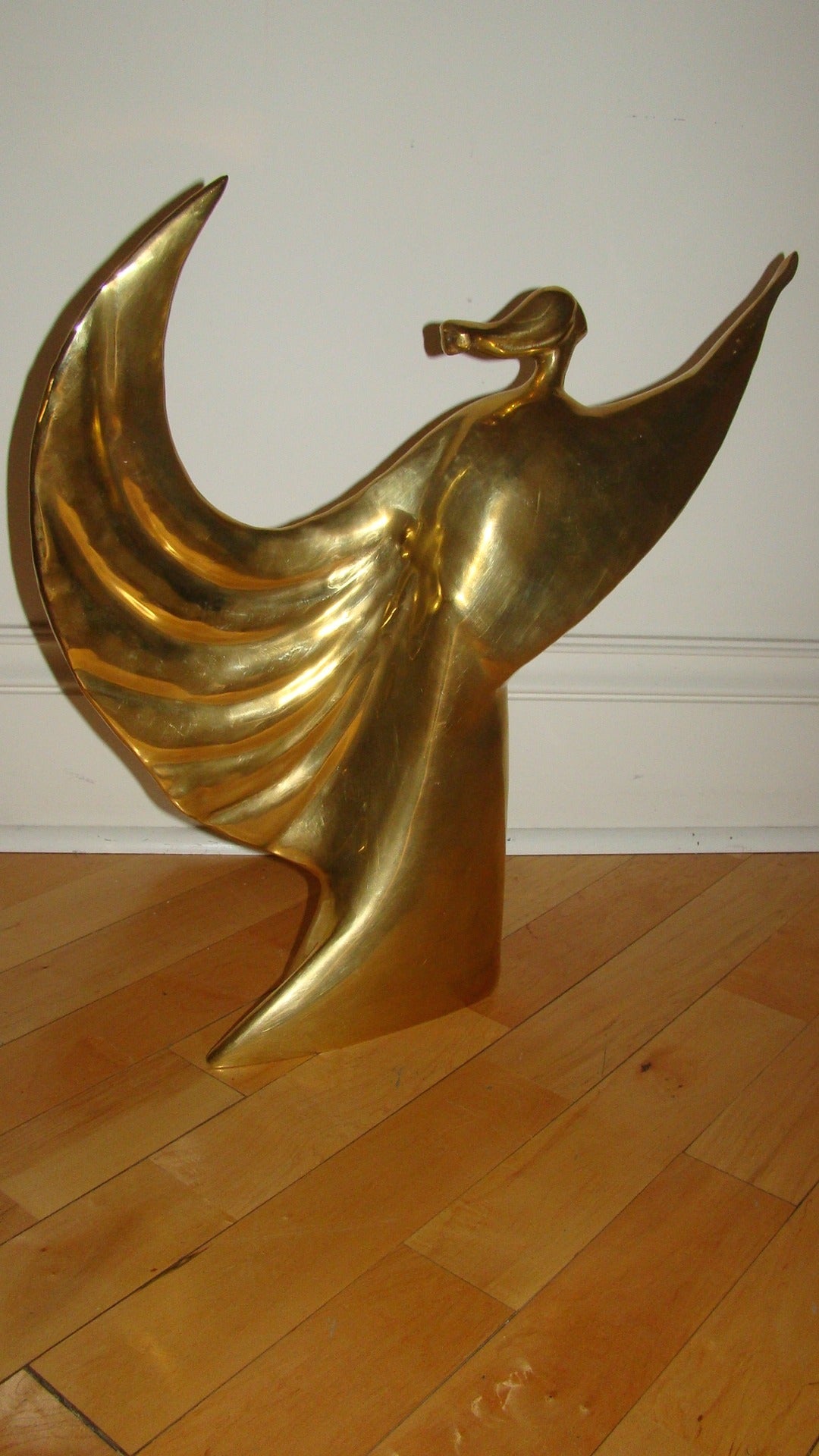 Large Brass Iconic Butterfly Girl Mid-Century Sculpture 1