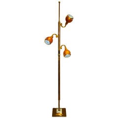 Vintage Italian Mid Century 3 Arm Brass & Marble Floor Lamp