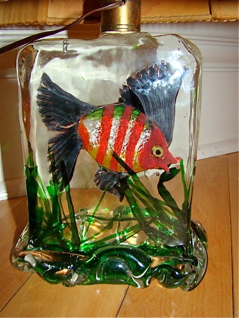 Alfredo Barbini Cenedese Murano Glass Aquarium Fish Lamp In Excellent Condition In Atlanta, GA