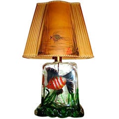 Alfredo Barbini Cenedese Murano Glass Aquarium Fish Lamp