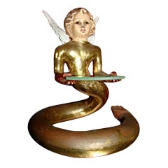 Pedro Friedeberg Signed Angel Serpent Gold Guild Sculpture