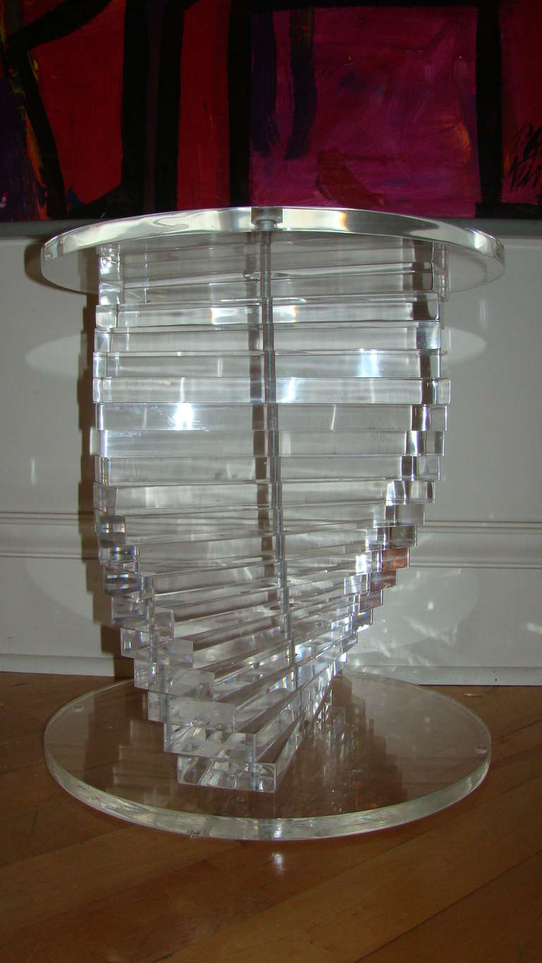 American Sculptural Lucite Mid Century Twisted Helix Occasional Table