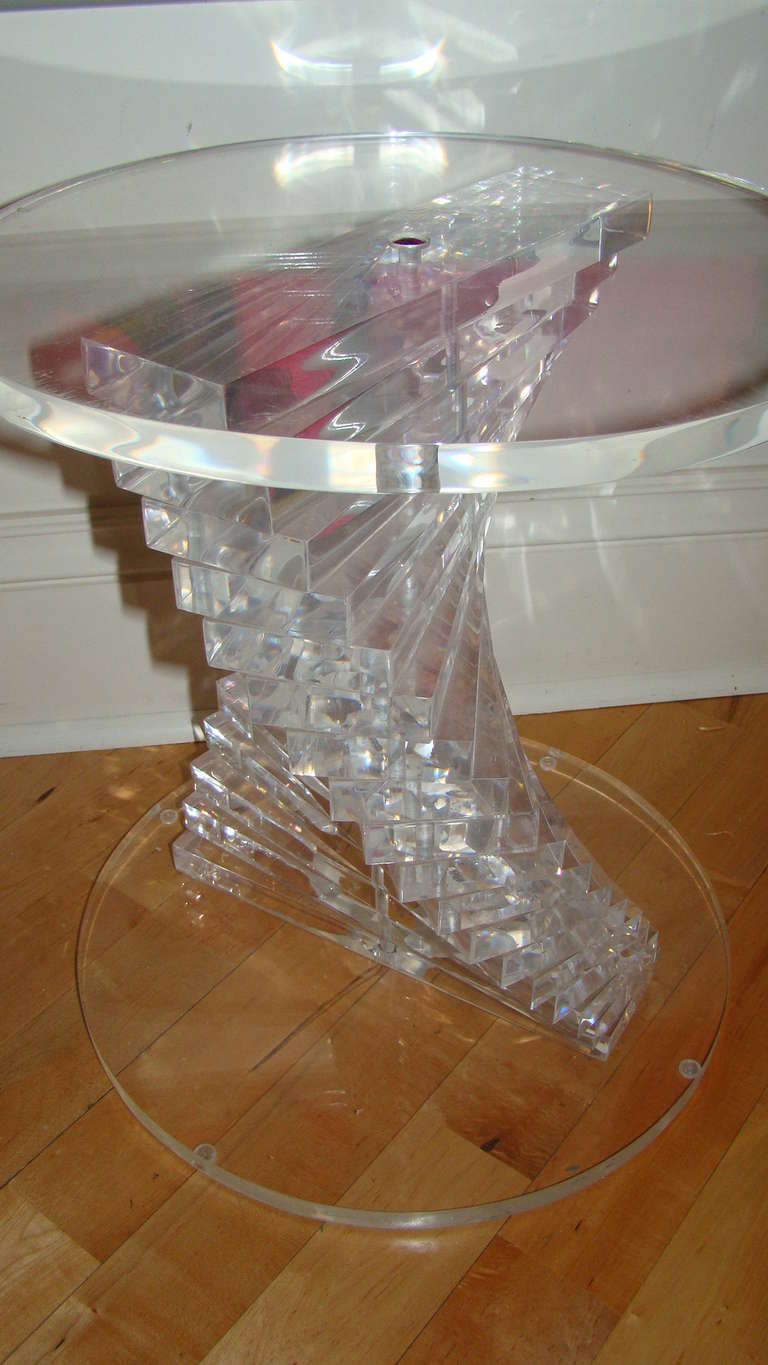 Sculptural Lucite Mid Century Twisted Helix Occasional Table 2