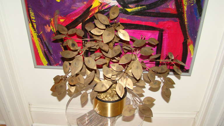 Great Mid Century Brass Metal Tree Table Sculpture by C Jere 1972.