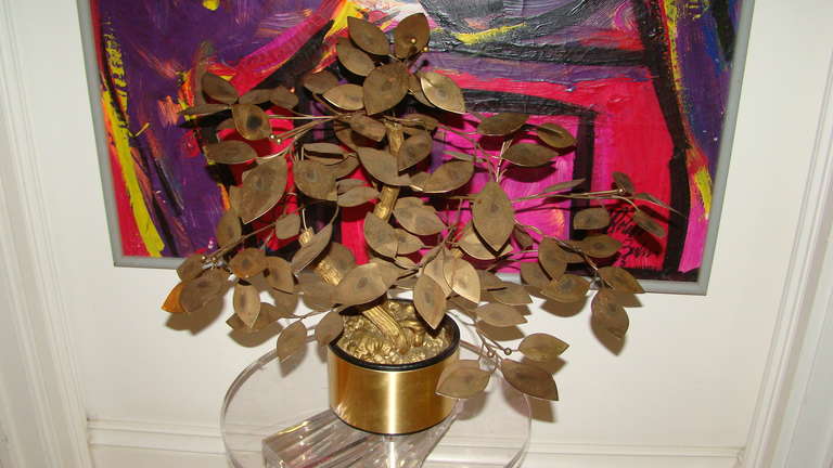 American Curtis Jere Brass Metal Tree Table Sculpture