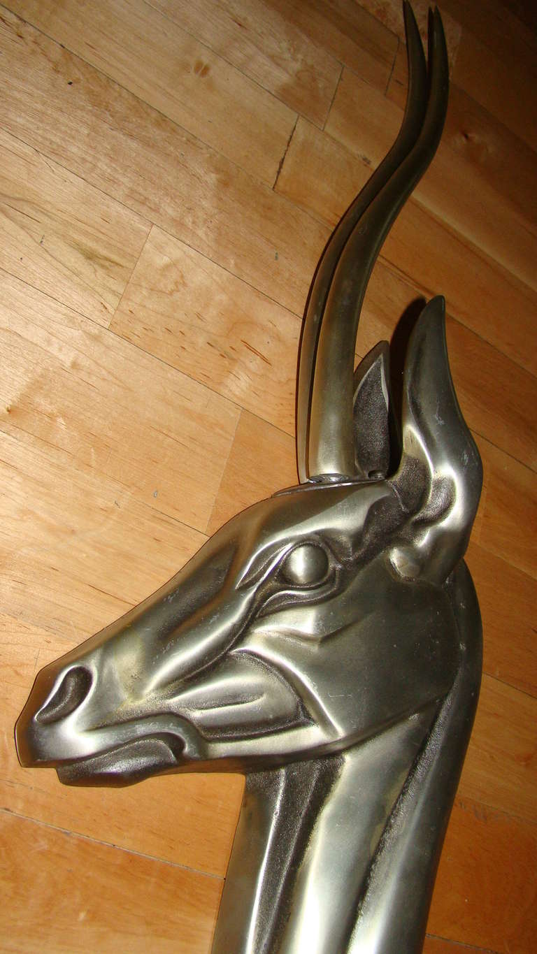 Aluminum Ibex Gazelle Wall Hanging Sculpture Pair 1