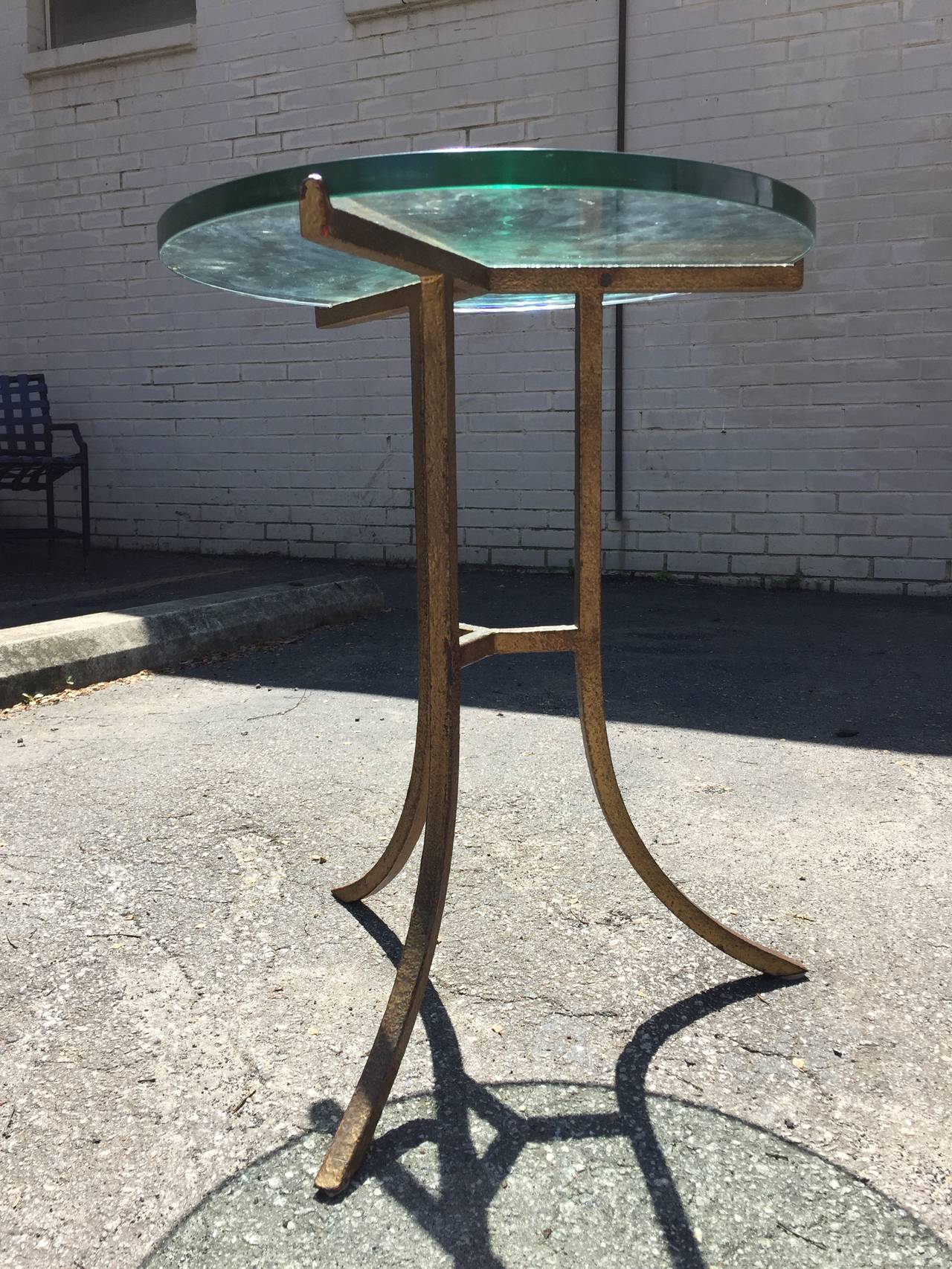 20th Century Mid-Century Sculptural Iron and Glass Top Gueridon Table