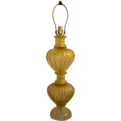 Seguso Large Gold Filled Murano Glass Italian Table Lamp