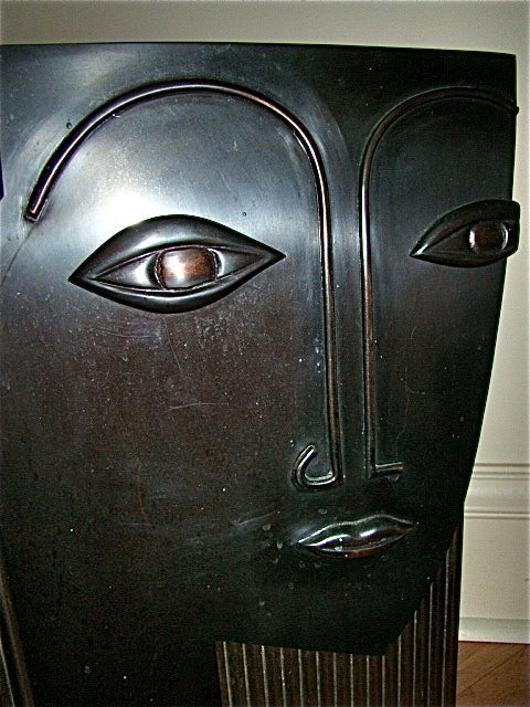 Art Deco Large Machine Age Hagenauer Style Womens Face Sculpture Vase 4