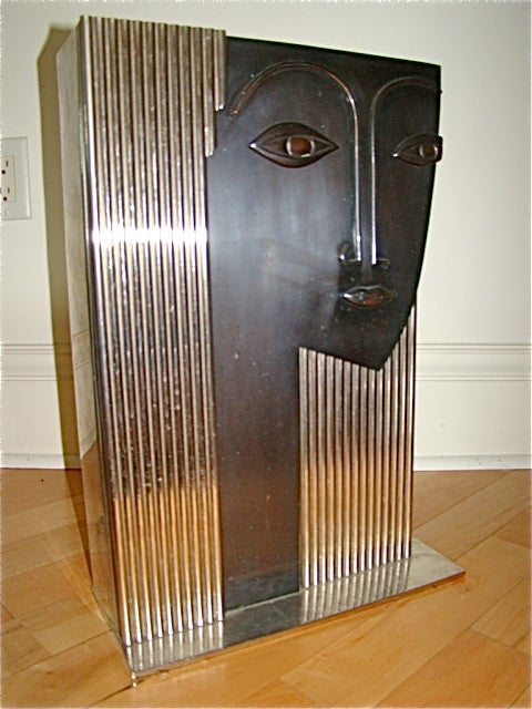 Art Deco Large Machine Age Hagenauer Style Womens Face Sculpture Vase 3