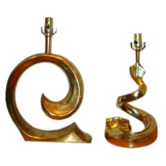 Vintage Chunky Brass Pierre Cardin Table Lamps