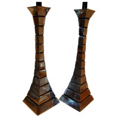 Art Deco Pair Of  Chrome Table Lamps