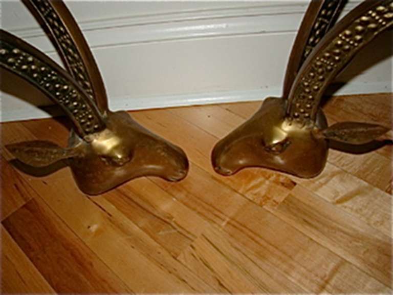 Ibex Sculptural Brass Gazelle Rams Head Coffee Table In Excellent Condition In Atlanta, GA