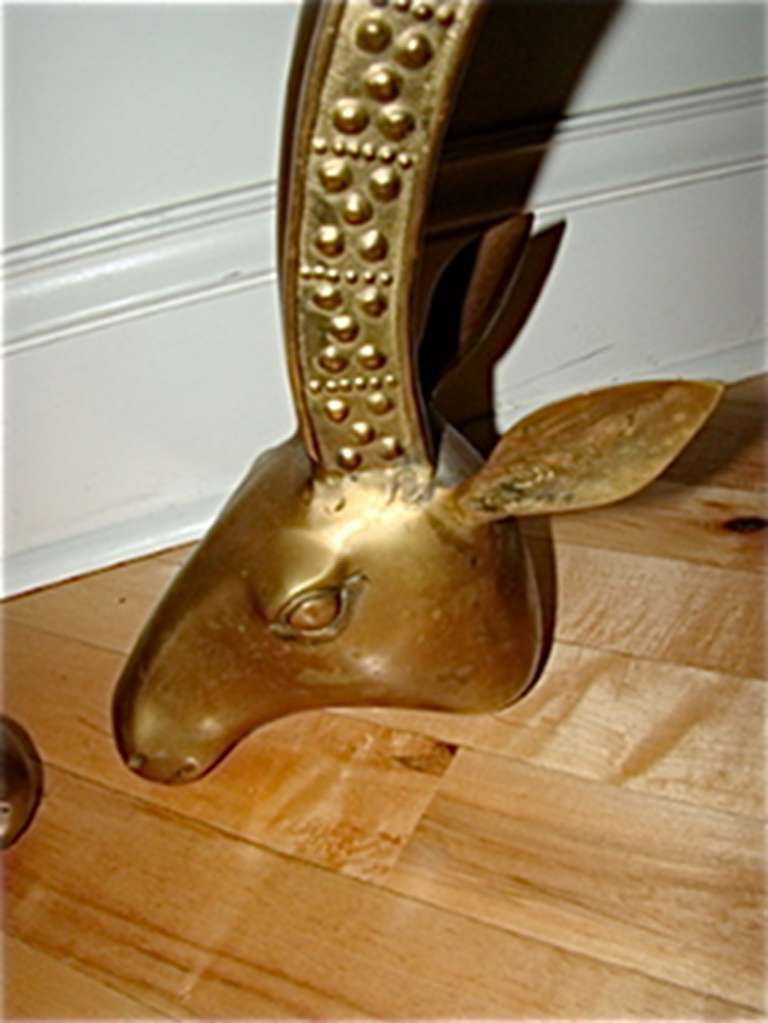 Mid-20th Century Ibex Sculptural Brass Gazelle Rams Head Coffee Table