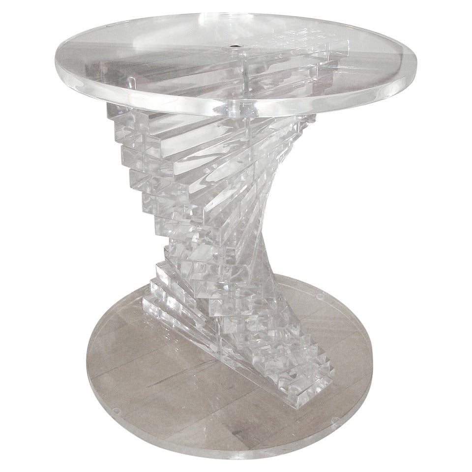 Sculptural Lucite Mid Century Twisted Helix Occasional Table