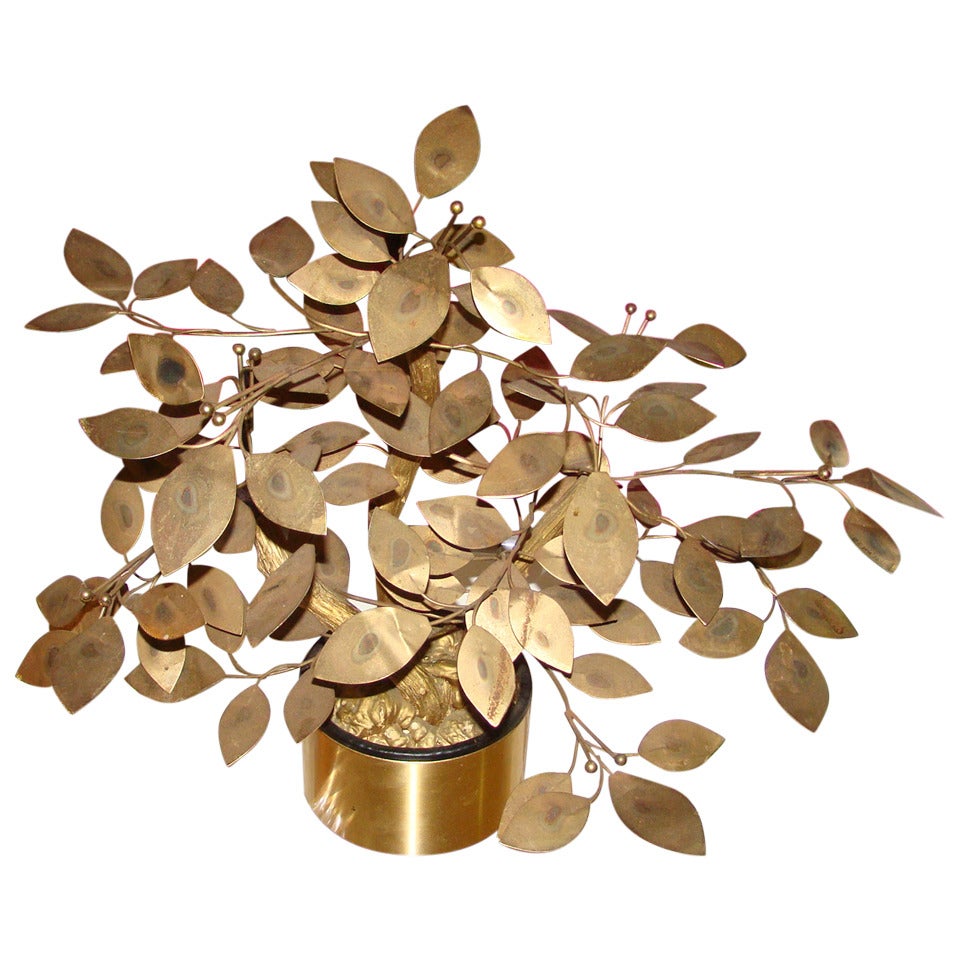 Curtis Jere Brass Metal Tree Table Sculpture