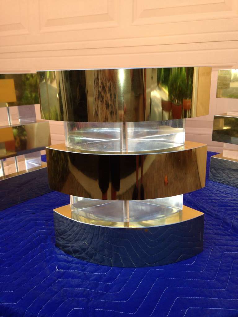 Brass & Lucite Sculptural Puzzle Coffee Table 3